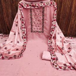 KALINI Ethnic Motifs Embroidered Thread Work Detailed Unstitched Dress Material-image-38