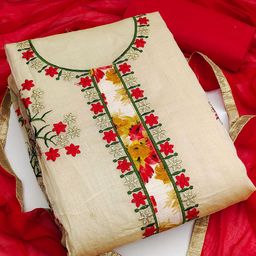 KALINI Floral Embroidered Zari Unstitched Dress Material-image-74