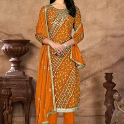 KALINI Bandhani Printed Sequinned Unstitched Dress Material-image-14