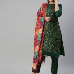 KALINI Embroidered Mirror Work Pure Cotton Unstitched Dress Material-image-75