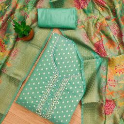 KALINI Floral Embellished Unstitched Dress Material-image-86