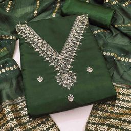 KALINI Floral Embroidered Sequinned Unstitched Dress Material-image-49
