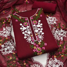KALINI Floral Embroidered Chanderi Unstitched Dress Material-image-90