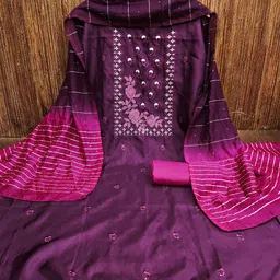 KALINI Ethnic Motifs Embroidered Sequinned Unstitched Dress Material-image-10