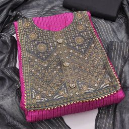 MANVAA Floral Embroidered Gotta Patti Unstitched Dress Material-image-53