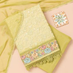 Koskii Floral Embroidered Sequinned Unstitched Dress Material-image-10