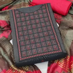 MANVAA Ethnic Motif Embroidered Unstitched Dress Material-image-11