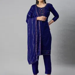 KALINI Embroidered Sequinned Unstitched Dress Material-image-89