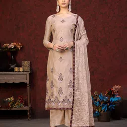 KALINI Ethnic Motifs Embroidered Beads and Stones Detail Unstitched Dress Material-image-92