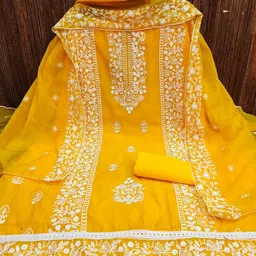 KALINI Embroidered Chanderi Silk Unstitched Dress Material-image-65