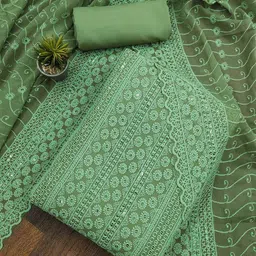 KALINI Embroidered Sequinned Unstitched Dress Material-16
