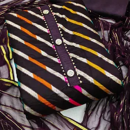 KALINI Striped Woven Design Gotta Patti Detailed Organza Unstitched Dress Material-image-53
