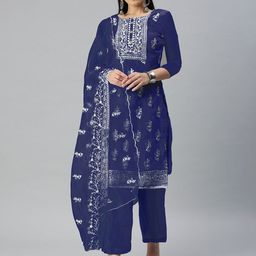 KALINI Embroidered Organza Unstitched Dress Material-image-75