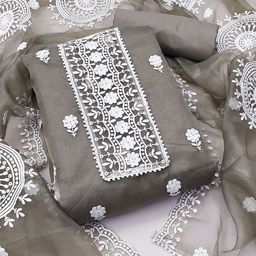 KALINI Floral Embroidered Organza Unstitched Dress Material-image-77