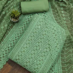 Peachmode Embroidered Silk Georgette Unstitched Dress Material-image-57