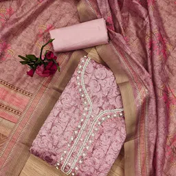 KALINI Ethnic Motifs Printed Embellished Unstitched Dress Material-image-57