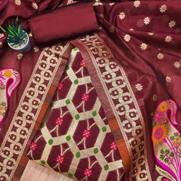 Panzora Floral Embellished Unstitched Dress Material-image-94