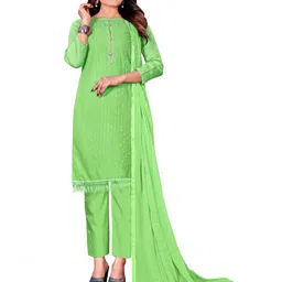 MANVAA Embellished Sequinned Pure Cotton Unstitched Dress Material-image-5