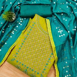 Panzora Ethnic Motifs Embroidered Unstitched Dress Material-image-4