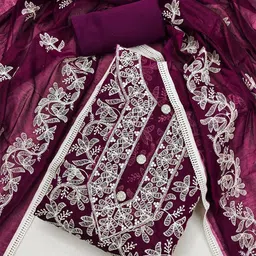Panzora Floral Embroidered Unstitched Dress Material-image-91