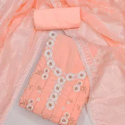 KALINI Geometric Embroidered Sequinned Georgette Unstitched Dress Material-image-59