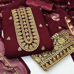 KALINI Floral Embroidered Unstitched Dress Material-image-89