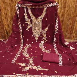 LeeliPeeri Designer Ethnic Motifs Embroidered Zari Unstitched Dress Material-image-10