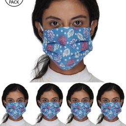 Anekaant Women Pack Of 5 Pcs Blue & Pink Reusable 3-Ply Protective Outdoor Masks-7