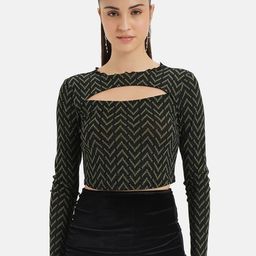 Kazo Geometric Printed Cut-Out Detailed Fitted Crop Top-picture-11
