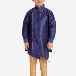 Pro-Ethic STYLE DEVELOPER Boys Blue & Gold-Coloured Angrakha Kurta with Churidar-83