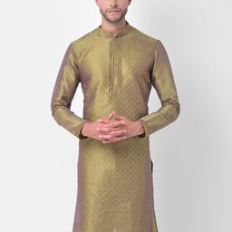 DEYANN Men Green Regular Dupion Silk Kurta with Churidar-picture-14