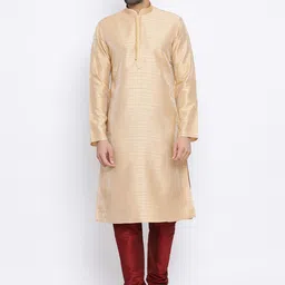 NAMASKAR Men Brown Solid Silk Kurta with Churidar-picture-32