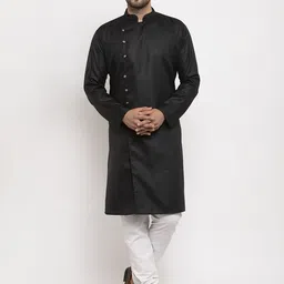Benstoke Men Black Angrakha Kurta with Churidar-image-89