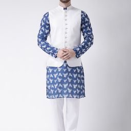 hangup plus Men Floral Printed Kurta with Churidar & Nehru jacket-picture-54