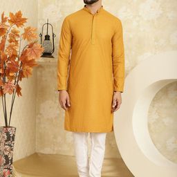 SOJANYA Ethnic Motifs Embroidered Sequinned Pure Cotton Kurta with Churidar-image-41