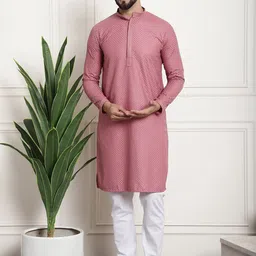 SOJANYA Geometric Embroidered Mandarin Collar Pure Cotton Kurta with Churidar-image-16