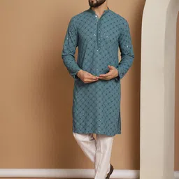 Anouk Etnic Motifs Embroidered Regular Cotton Kurta With Churidar-25