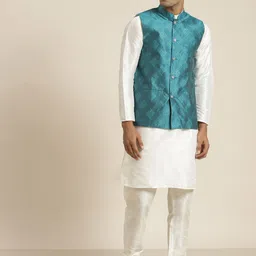 SOJANYA Men Cream-Coloured Kurta with Churidar-image-88