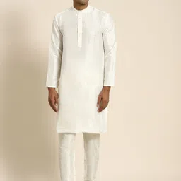 SOJANYA Men Cream-Coloured Kurta with Churidar-image-13