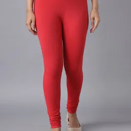 elleven Women Red Solid Ankle-Length Skin Fit Leggings-image-66