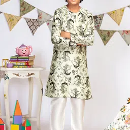 PS KIDS BY PAYAL SINGHAL Boys Ethnic Motifs Printed Regular Pure Silk Kurta with Churidar-37