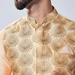 KISAH Mandarin Collar Regular Kurta With Churidar & Nehru Jacket image 2