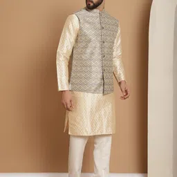 Anouk Ethnic Motifs Mandarin Collar Self Design Kurta with Churidar-26