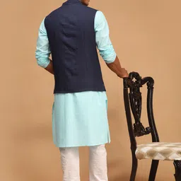 VASTRAMAY Men Kurta with Pyjamas & Nehru Jacket Set image 3