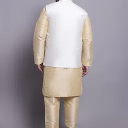SOJANYA PLUS Mandarin Collar Kurta With Churidar & Nehru Jacket image 3