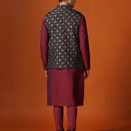 KISAH Regular Kurta With Churidar & Woven Design Nehru Jacket image 5