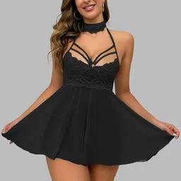 KRENOZ Net Halter Neck Baby Doll-picture-33