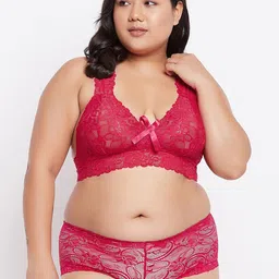 Curves By ZeroKaata Plus Size Self Design Non Padded Lingerie Set-12