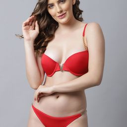 PrettyCat Women Red Solid Lingerie Set-image-24