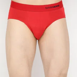 UnderJeans by Spykar Men Red Solid Basic Briefs-picture-46